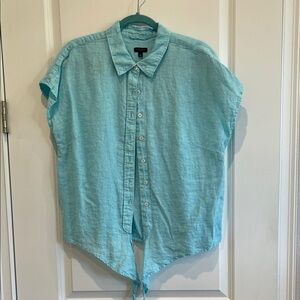 Talbots Aqua Button-Down Blouse